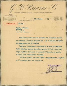 Carta de G. P. Paravia &amp; C., 10/10/1929