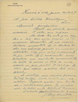 Carta de José Ruiz Huidobro, 11/6/1927