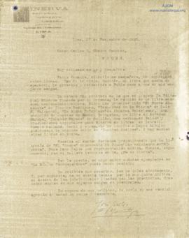 Carta a Carlos V. Chávez Sánchez, 27/11/1925