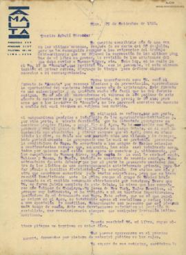 Carta a Carlos Arbulú Miranda, 29/9/1928