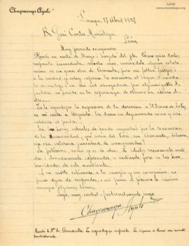 Carta de Francisco Chuqiwanqa Ayulo, 27/4/1927
