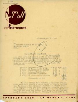 Carta de Juan Marinello, 12/7/1930