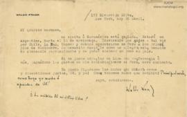 Carta de Waldo Frank, 21/4/1929