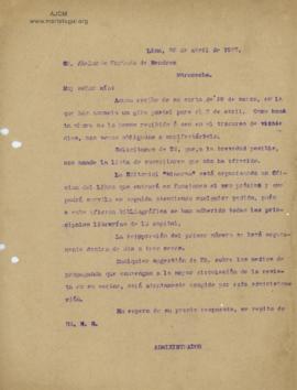 Carta a Abelardo Hurtado de Mendoza, 22/4/1927