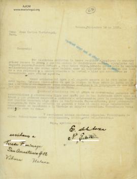 Carta de Enrique Delahoza y Nicolás Gamolín, 10/12/1927