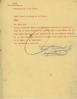 Carta de Isaac Batallanos H., 23/4/1930