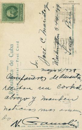 Tarjeta Postal de Nicolás Gamolín,4/5/1928