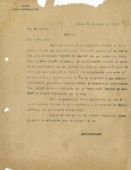 Carta a R. Venturo,24/1/1927
