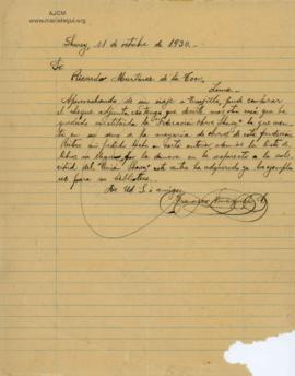 Carta de Francisco Ninaquispe Campos, 11/10/1930