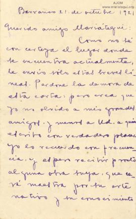 Carta de José María Eguren, 21/10/1921