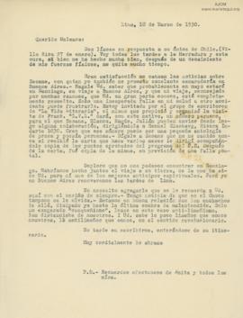 Carta a José Malanca, 10/3/1930