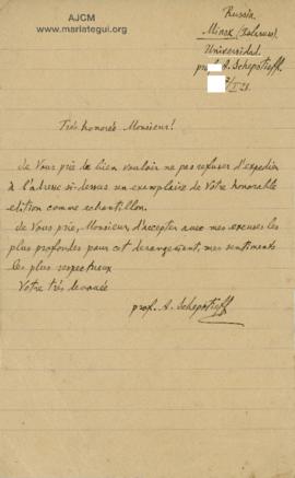 Carta de A. Schepotieff, 7/1928