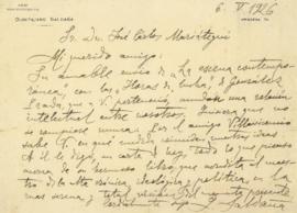 Carta de Quintiliano Saldaña, 6/5/1926