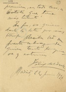 Carta de Felix del Valle, 22/6/1926