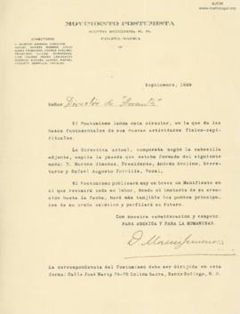 Carta de D. Moreno Jimenes, 09/1929