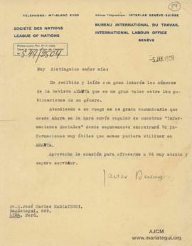 Carta de Javier Bueno, 5/1/1928