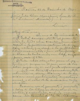 Carta de Ignacio Guevara a Minerva, 23/12/1925