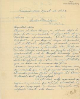 Carta de Amadeo Tasa Navarro, 11/8/1928