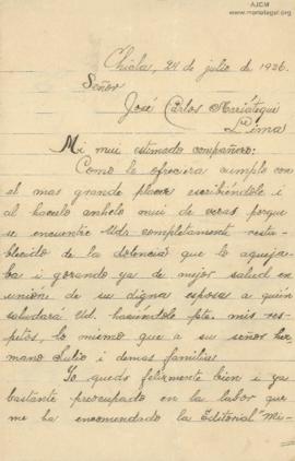 Carta de Manuel F. Laos, 24/7/1926