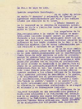 Carta de Abraham Valdez, 6/5/1929