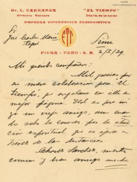 Carta de Luis Carranza, 2/1/1929