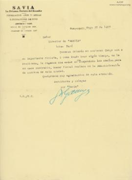 Carta de Gerardo Gallegos, 20/5/1927