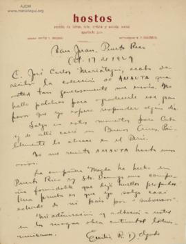 Carta de Emilio R. Delgado, 17/10/1929