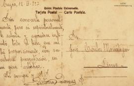 Tarjeta Postal de Victoria Vargas, 12/2/1927