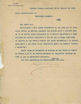 Carta de Carlos Meneses, 22/2/1926