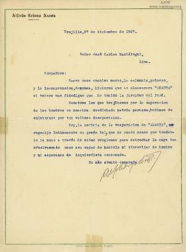 Carta de Alfredo Rebaza Acosta, 27/12/1927