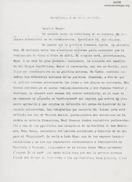 Carta a Ricardo Vegas García, 6/4/1925