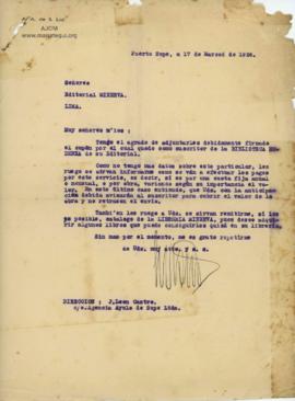 Carta de José León Castro, 17/3/1926