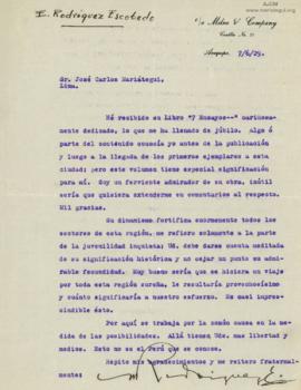 Carta de E. Rodríguez Escobedo, 7/6/1929