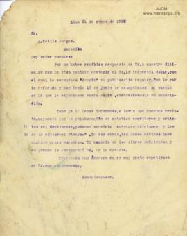 Carta a Alejandro Edilio Borges, 31/1/1928
