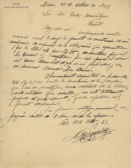 Carta de Melchor La Chira, 31/10/1929