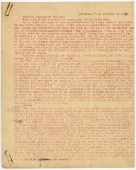 Carta de Víctor Raúl a Eudocio Ravines, 17/10/1926
