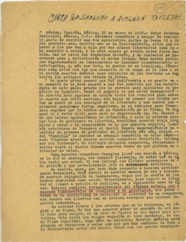Copia de carta de Augusto César Sandino a Estaban Pavletich, 30/3/1930