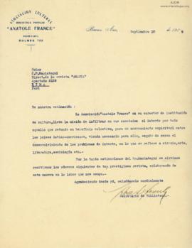 Carta de Rosa Lefrank, 10/9/1929