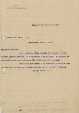 Carta a Gustavo R. Meza Vidal, 24/8/1928