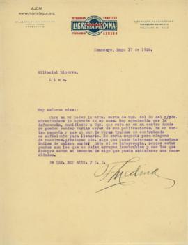 Carta de F. Medina, 17/5/1926