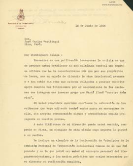 Carta de Arturo R. de Carricarte, 15/6/1926
