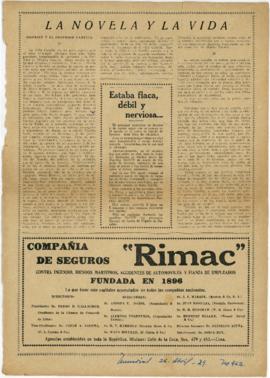 La novela y la vida. Parte 19 y 20 [Recorte de Prensa]