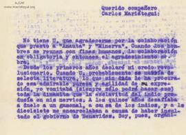 Carta de Gamaliel Churata (Arturo Peralta Miranda), 27/11/1926