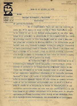 Carta a Enrique Bustamante y Ballivián, 15/10/1927