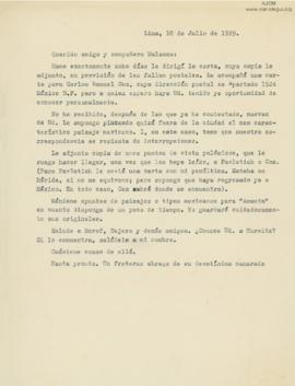 Carta a José Malanca, 10/7/1929