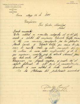 Carta de Adolfo Pérez G., 16/5/1924