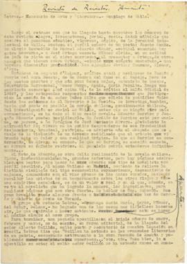 Reseña bibliográfica de la revista Letras de Chile, por José Diez Canseco [Manuscrito]