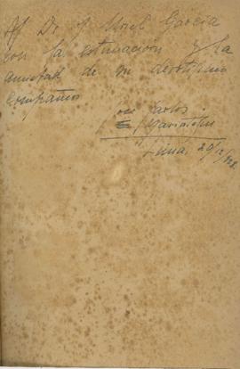 Dedicatoria a J. Uriel García, 20/12/1928