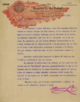 Carta de Adrián Durant Gonzales, 31/7/1928