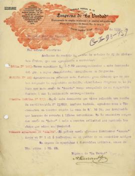Carta de Adrián Durant Gonzales, 1929/01/11